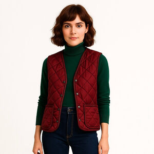 Vintage Oxford Blue Burgundy Quilted Vest Classic Heritage Small Made in England